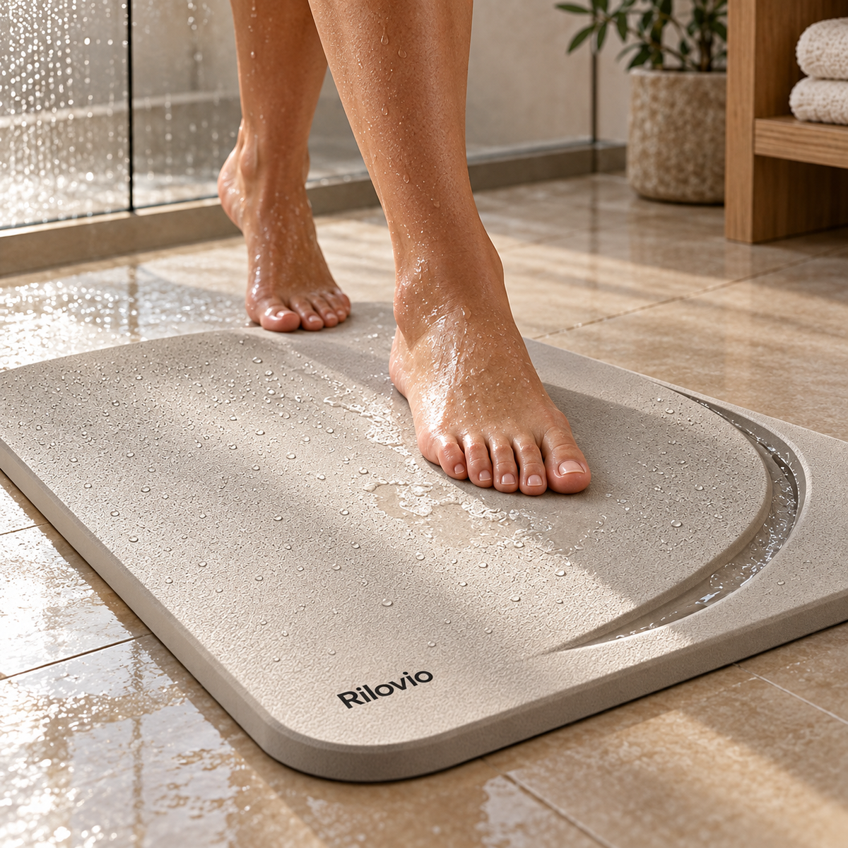 Rilovio CrescentFlow Anti-Slip Bath Mat