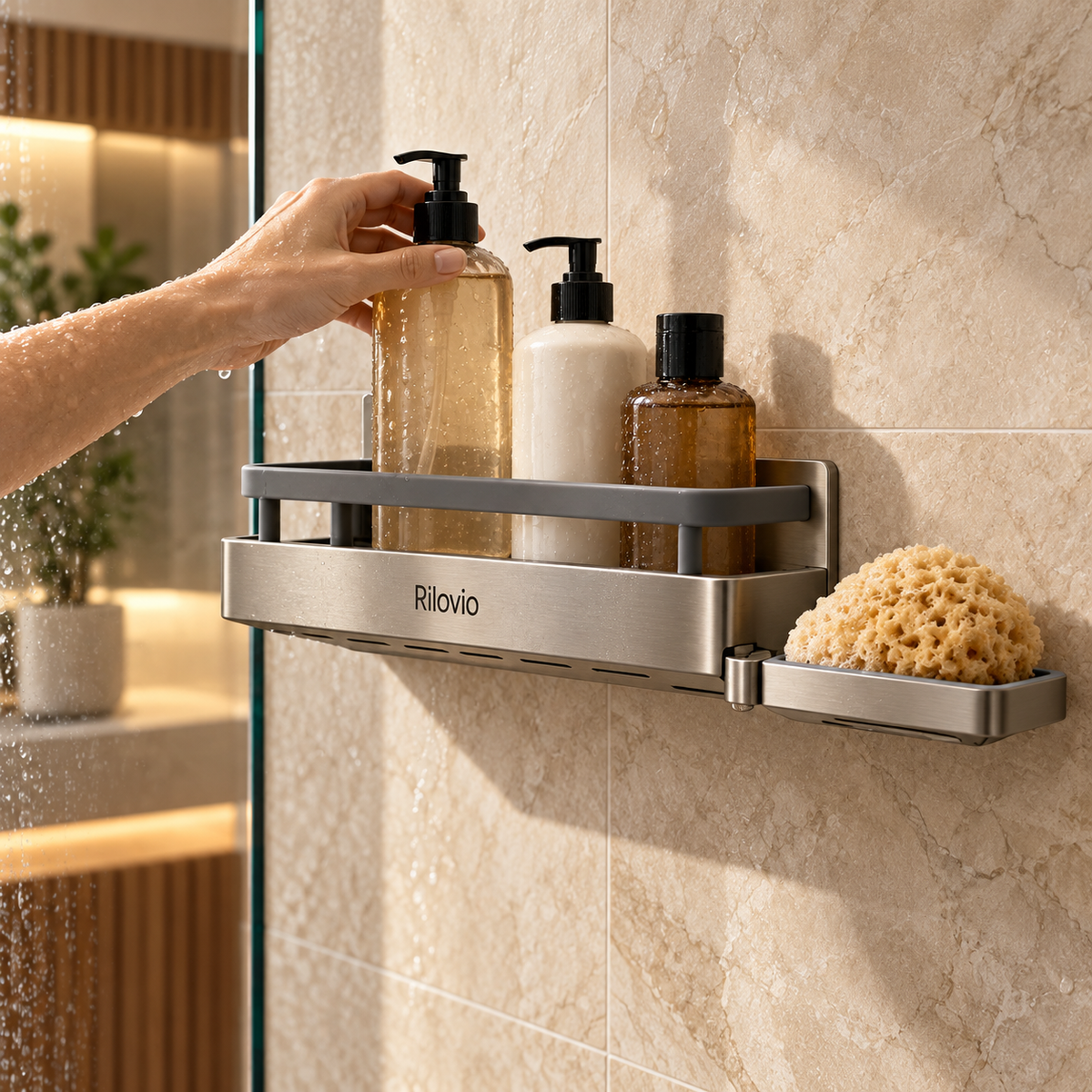 Rilovio WingFold Expandable Shower Shelf