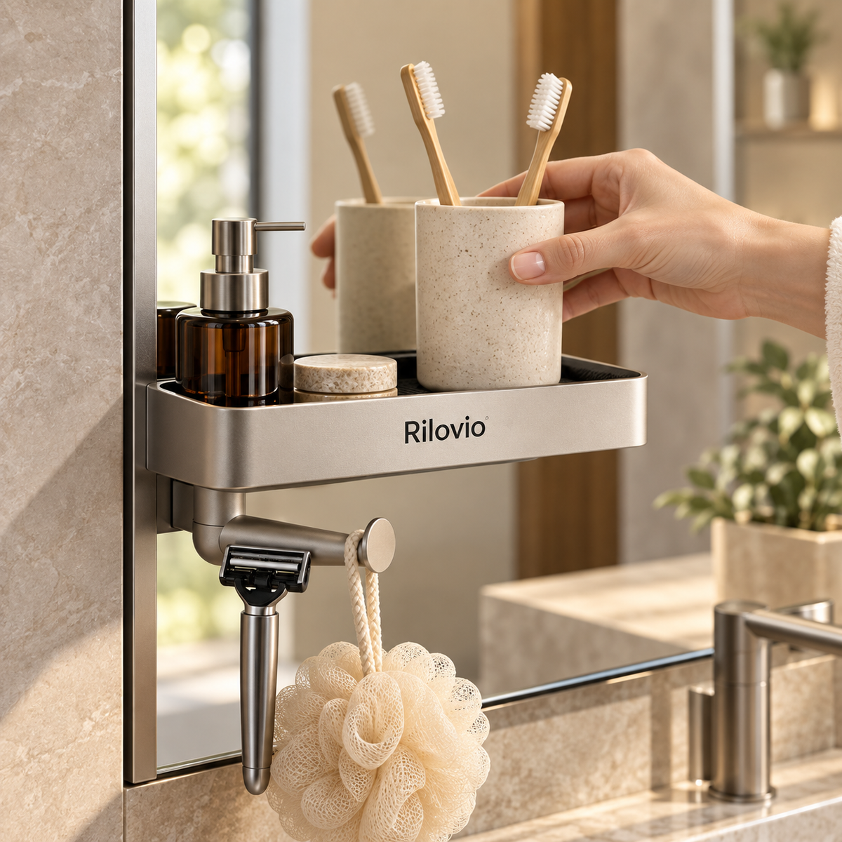 Rilovio MirrorDock Shelf & Hook