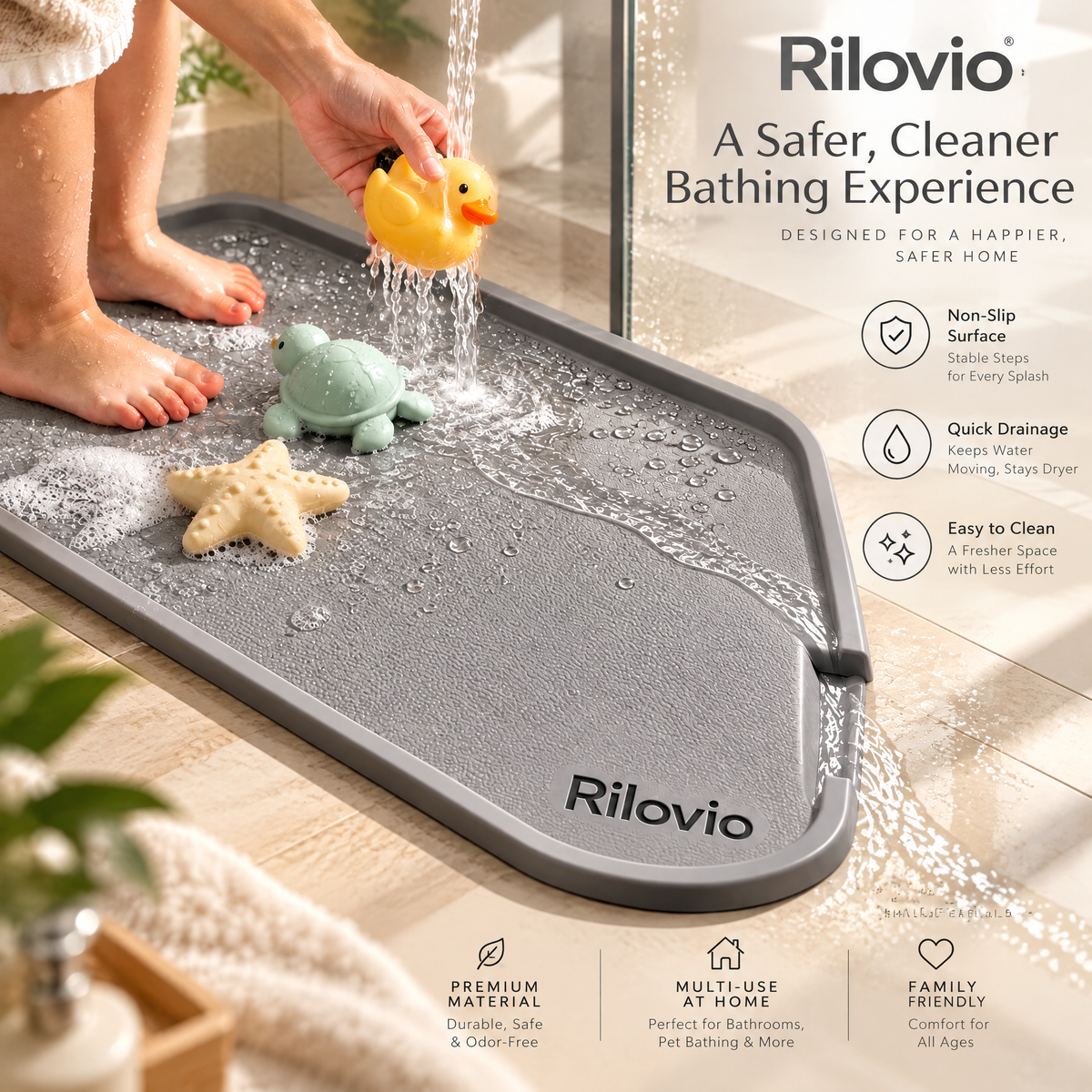 Rilovio EdgeChannel Silicone Bath Mat