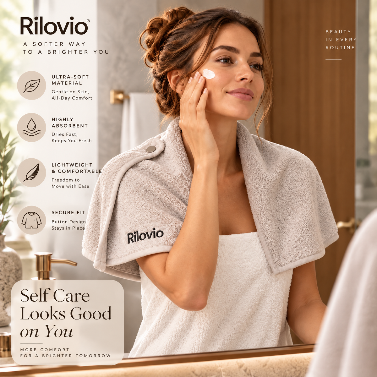 Rilovio ShoulderEase Hands-Free Bath Towel