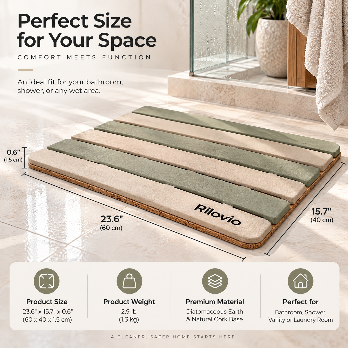 Rilovio FlexSlat Air-Dry Foot Mat