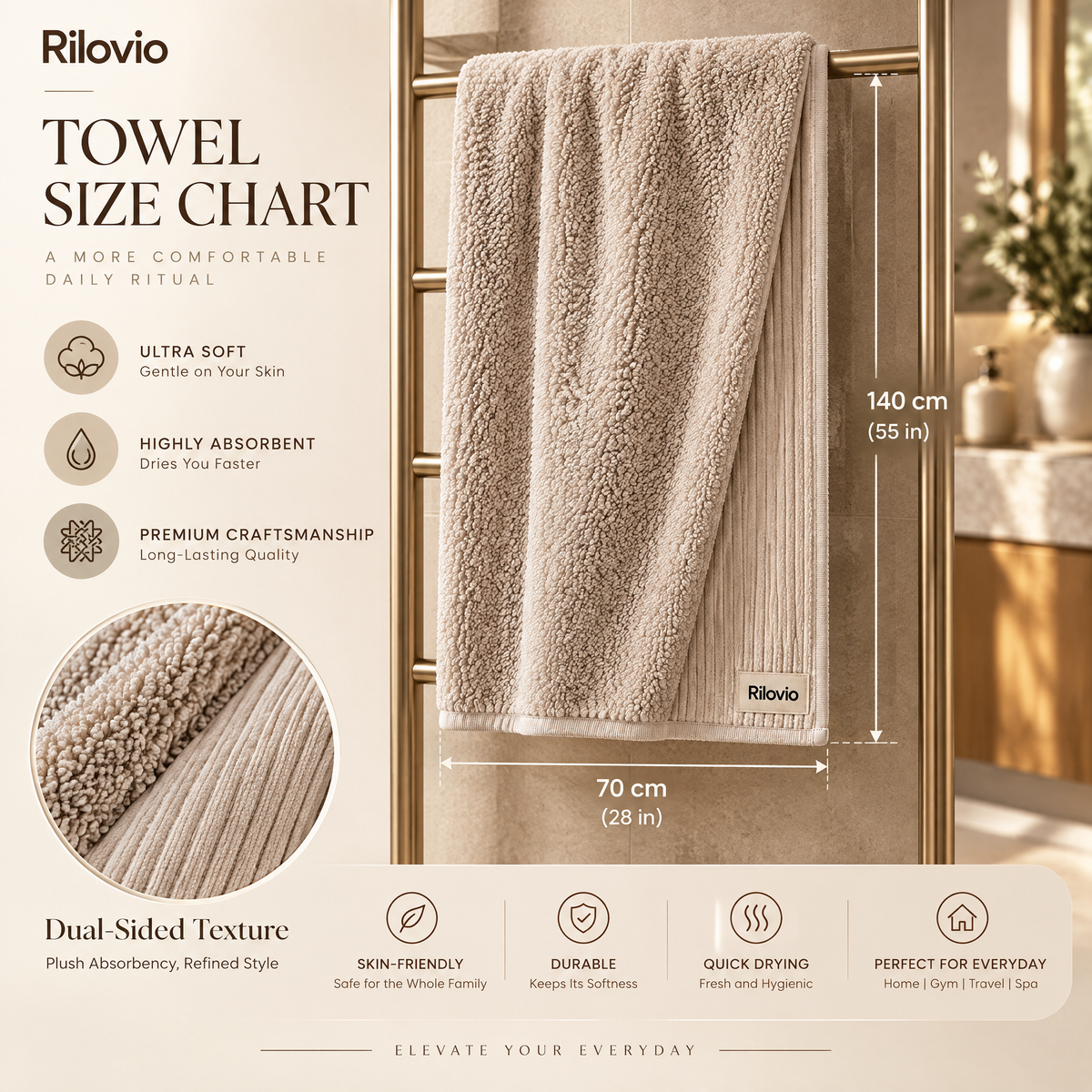 Rilovio FlipWeave Reversible Bath Towel