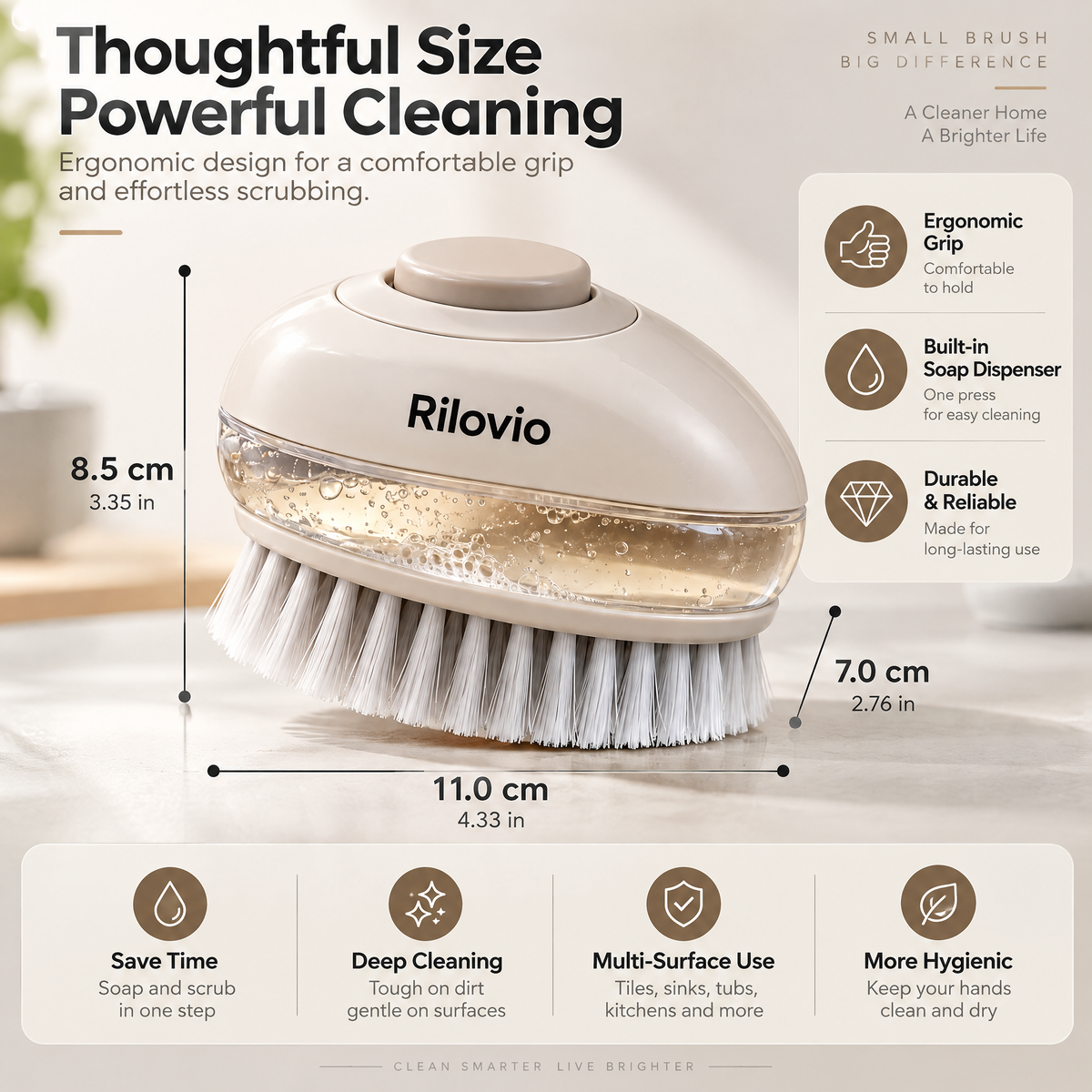 Rilovio FoamPress Shower Scrub Brush