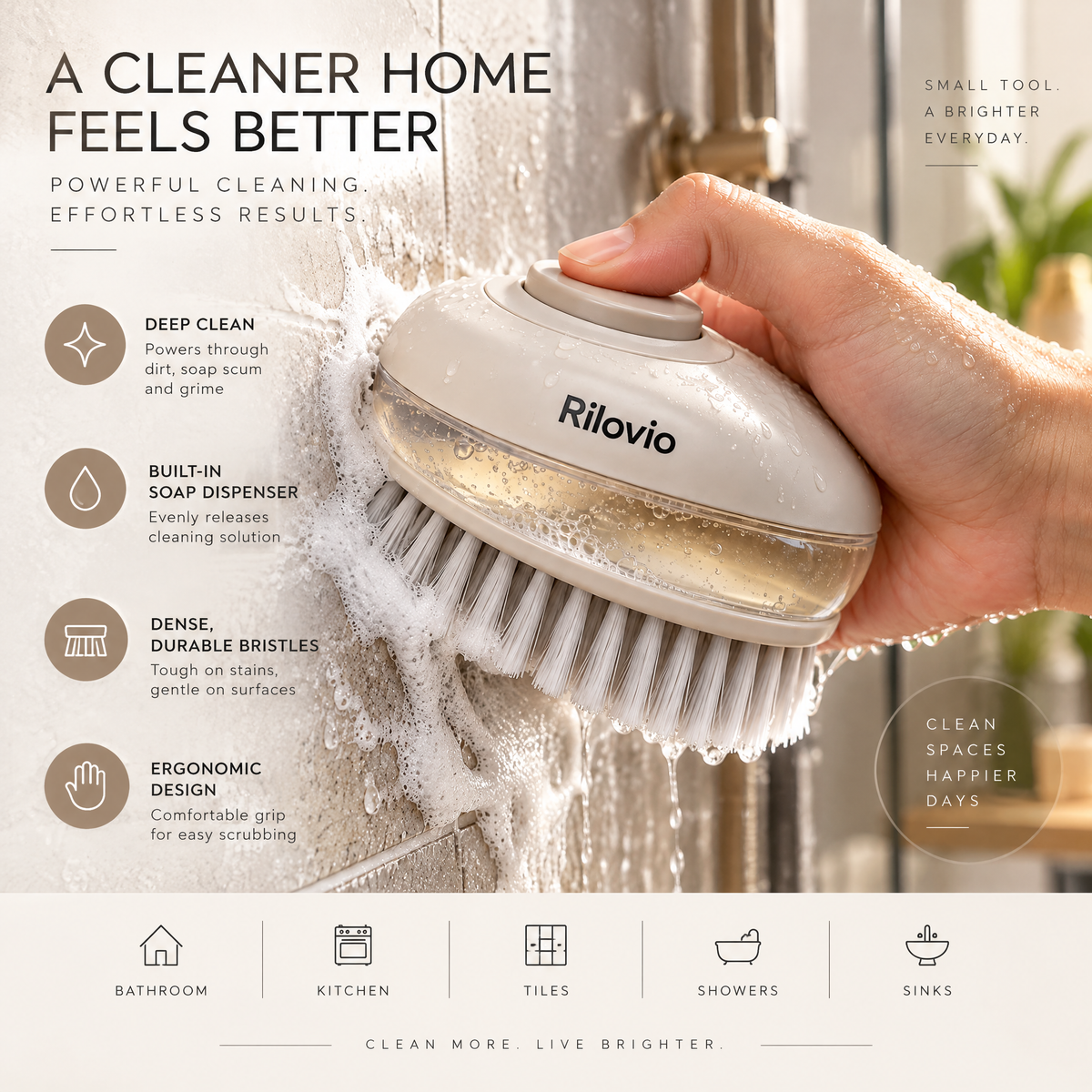 Rilovio FoamPress Shower Scrub Brush