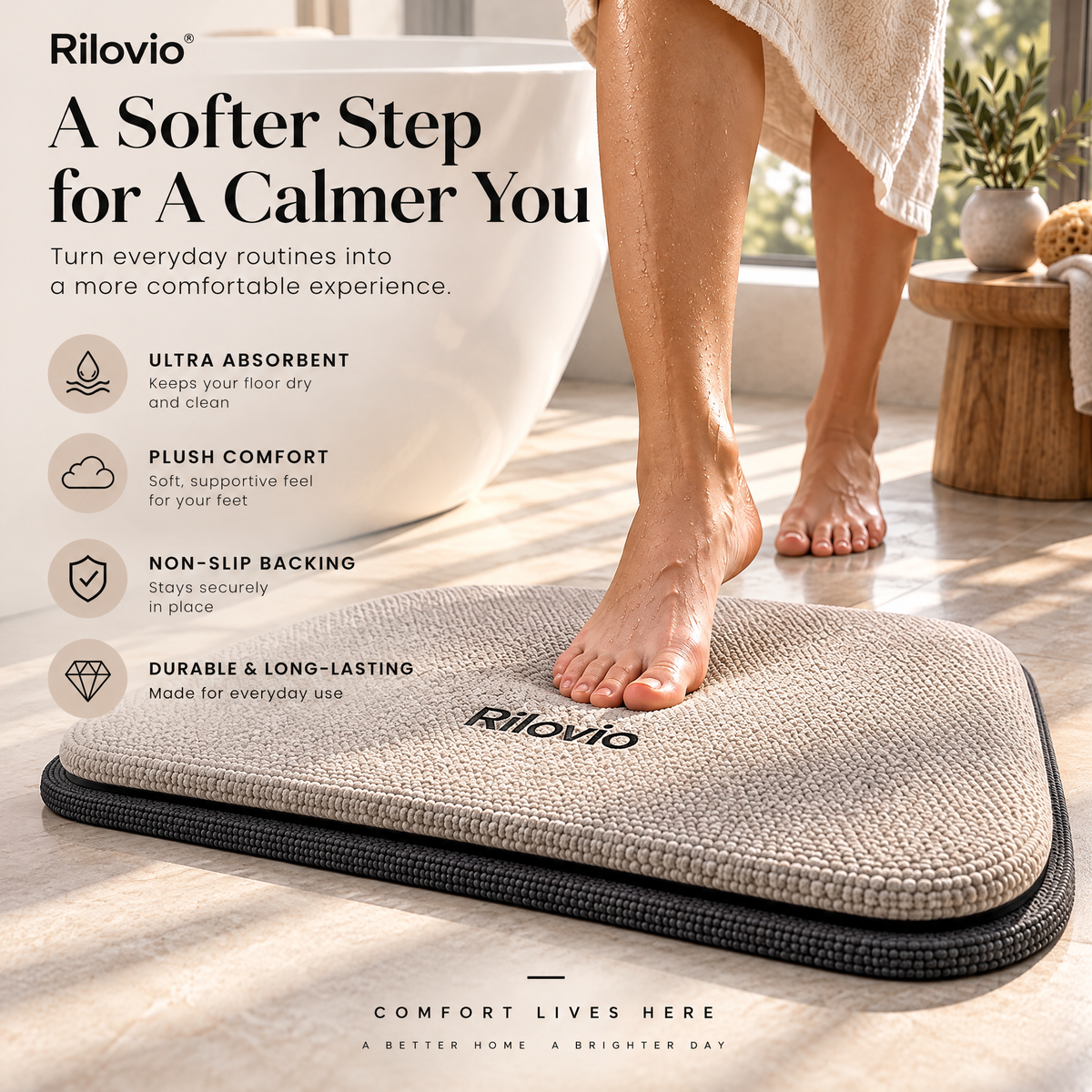 Rilovio LayerNest Comfort Bath Mat