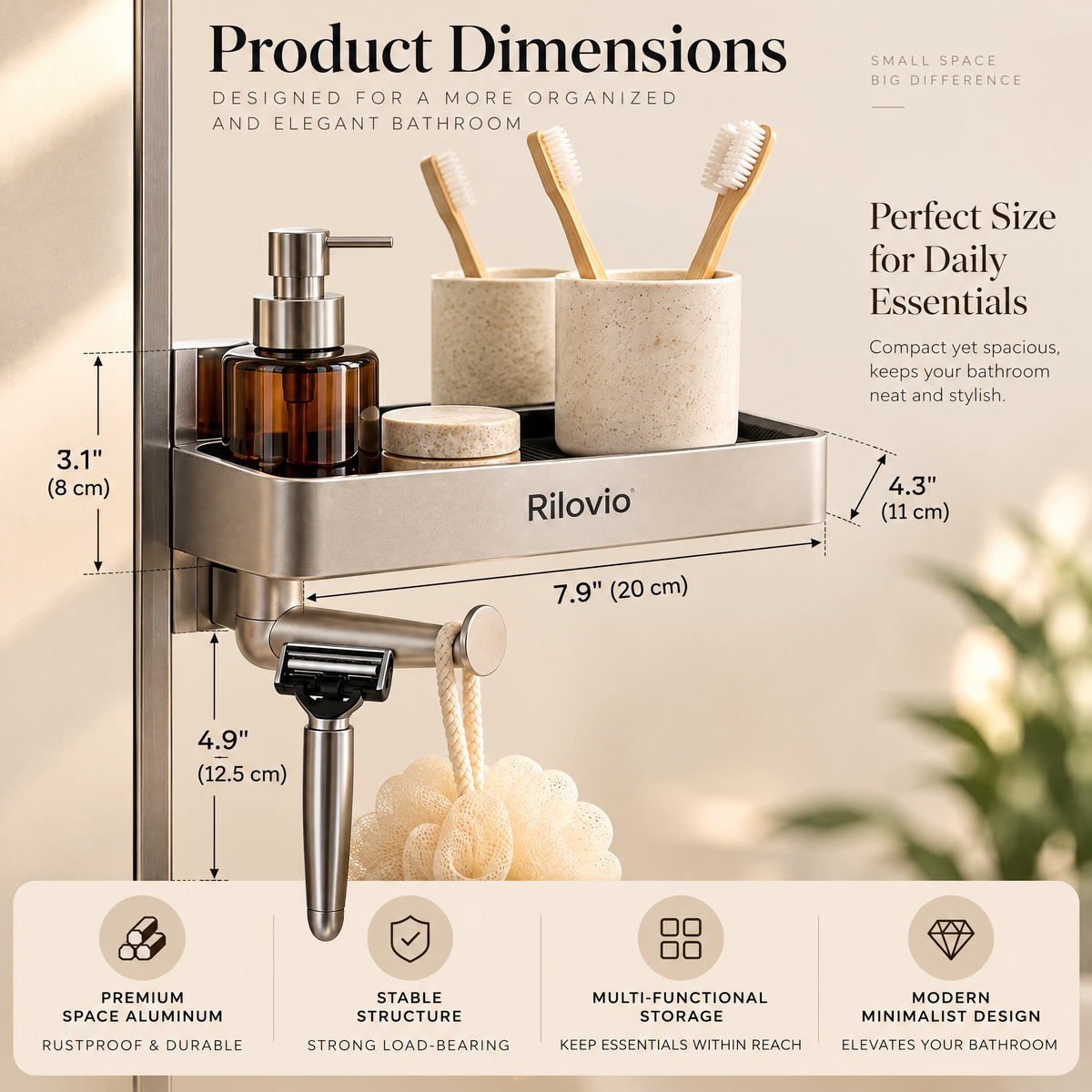 Rilovio MirrorDock Shelf & Hook