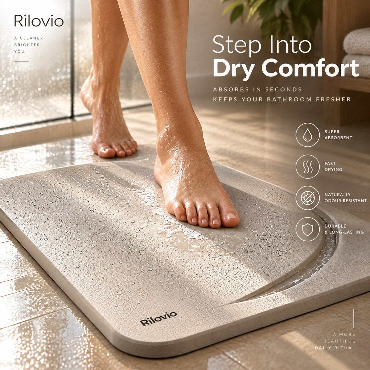 Rilovio CrescentFlow Anti-Slip Bath Mat