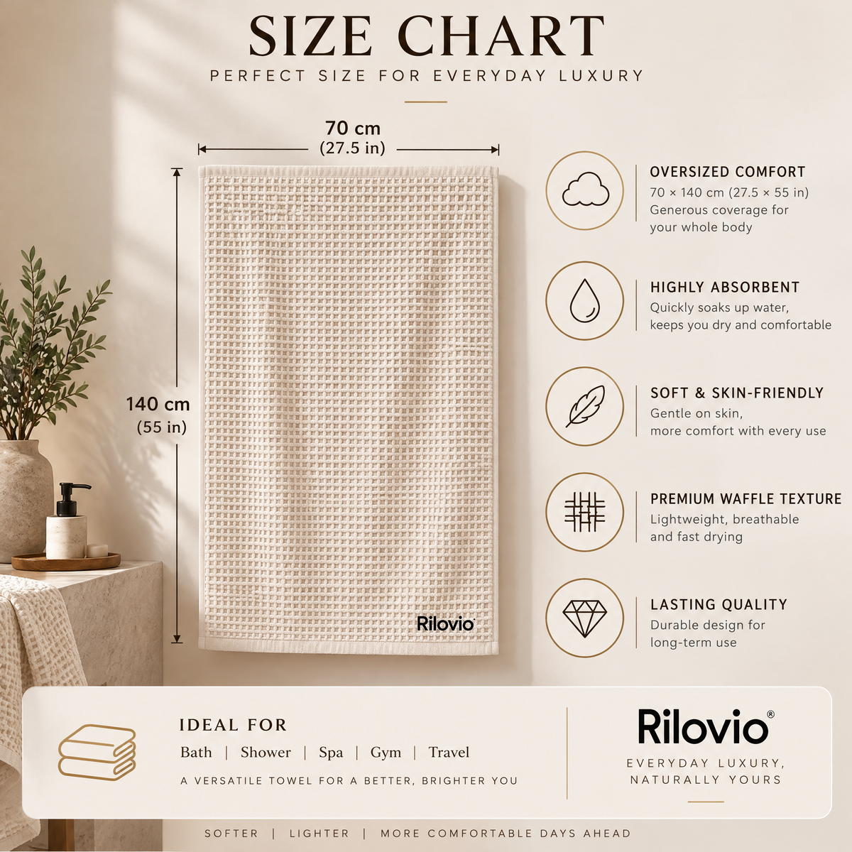Rilovio ShoulderEase Hands-Free Bath Towel